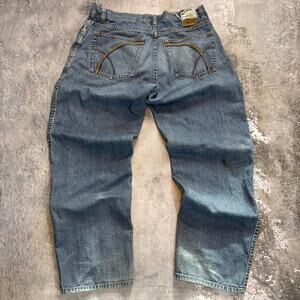 Y2k Pelle Pelle Distressed Light Blue Embroidered Jeans Size 36 x 24.